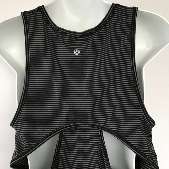 LULULEMON Circuit Crusher Tank Evolution Stripe Black Grey, Cut-out Back S/M - Picture 11 of 16